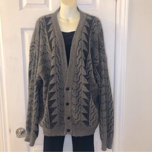 Vintage 80’s Eatons grandpa cardigan sweater, brown and black, extra large